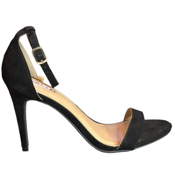 Rialto Revere black faux suede ankle strap single toe strap stiletto size 7.5 - Picture 8 of 8